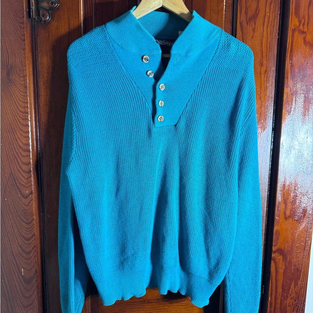 Woolrich Turquoise Button-Up Men's Sweater